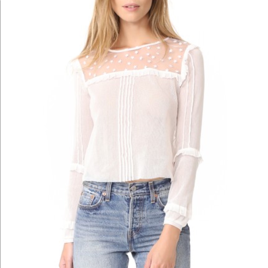 For Love & Lemons Cosmos Long Sleeve Tee Blouse